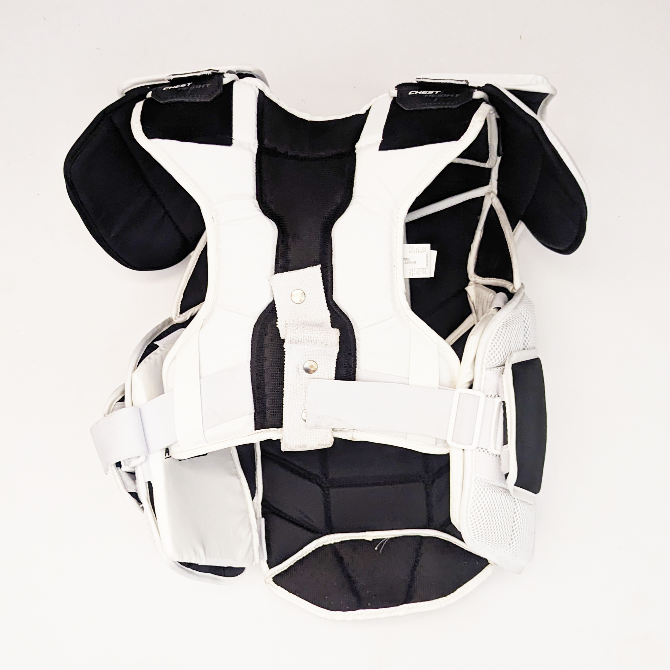 CCM Extreme Flex Shield II - Plastron de gardien de but Pro Stock d'occasion - Sans bras (blanc/gris)